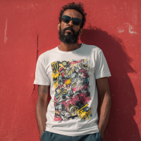 STS251232 100% Polyester 180GSM Adult T-shirt with Graffiti print