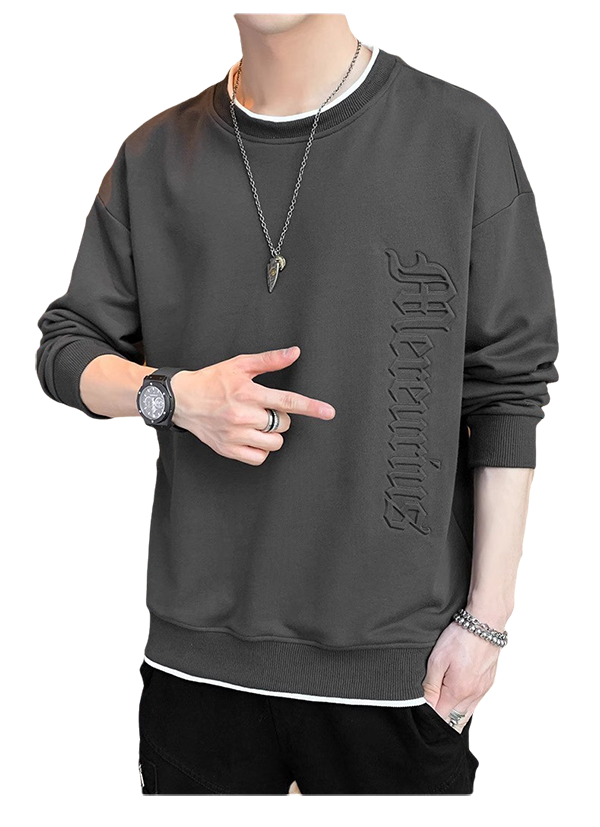 SWT250401 100% Polyester Mens Sweatshirt with 3D Self-matching Color Bold Print