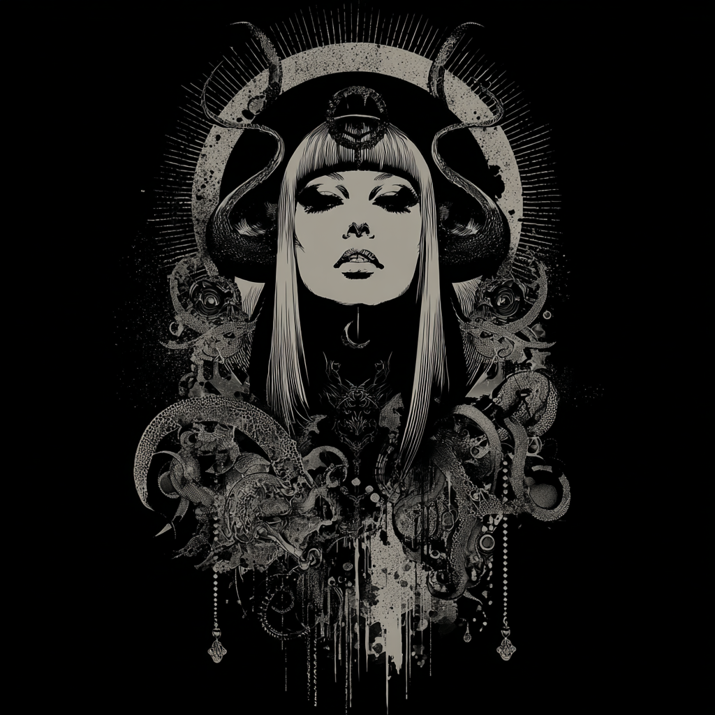 STS251201 100% Polyester 180GSM Adult T-shirt with Gothic Style print