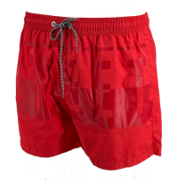 SWS250401 100% Polyester Mens Swim Shorts in Red and Matching Color Print