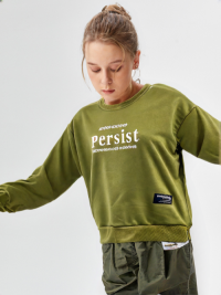 SWT250402 100% Polyester Fleece Soild Color with Solid Chest Print Womens classic Sweatshirt