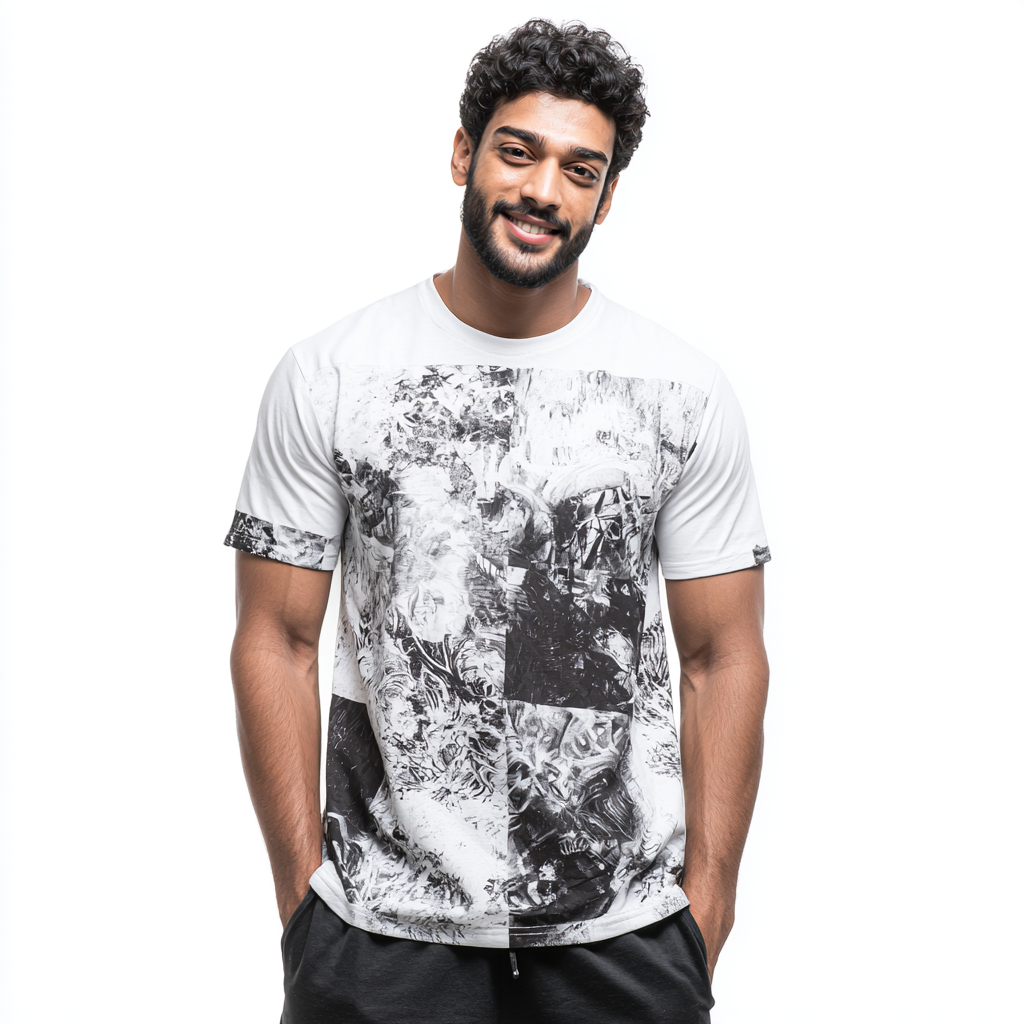 STS260155 100% Polyester 180GSM Adult T-shirt with Digital Black & White Print