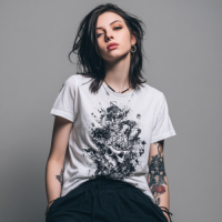 STS260163 100% Polyester 180GSM Adult T-shirt with Black & White Bold Print