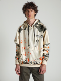 HOD250401 Mens 100% Polyester Hoodie with Splash Print and Double Layer Sleeve