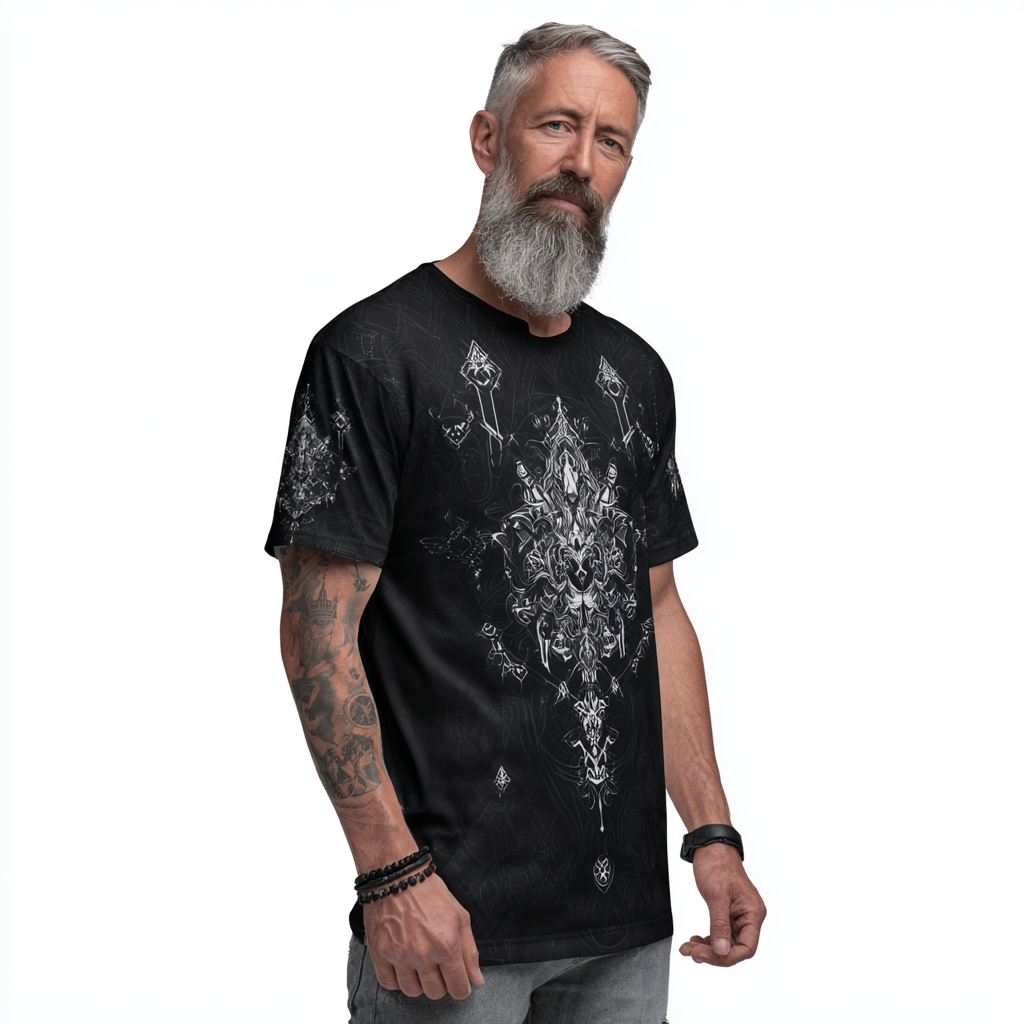 STS260132 100% Polyester 180GSM Adult T-shirt with Digital Black & White Print