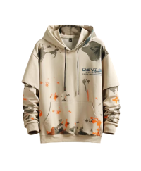 HOD250401 Mens 100% Polyester Hoodie with Splash Print and Double Layer Sleeve