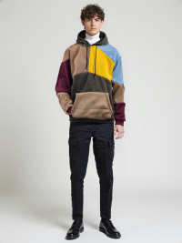 HOD250403 Mens 100% Polyester Multi Color-patch-up Hoodie