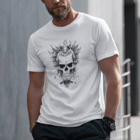 STS251257 100% Polyester 180GSM Adult T-shirt with Pirates & Skull print
