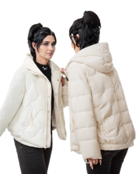 WPJ250401 100% Nylon Body Trimmed with Polyester Hood Womens Quilted Warm Jacket