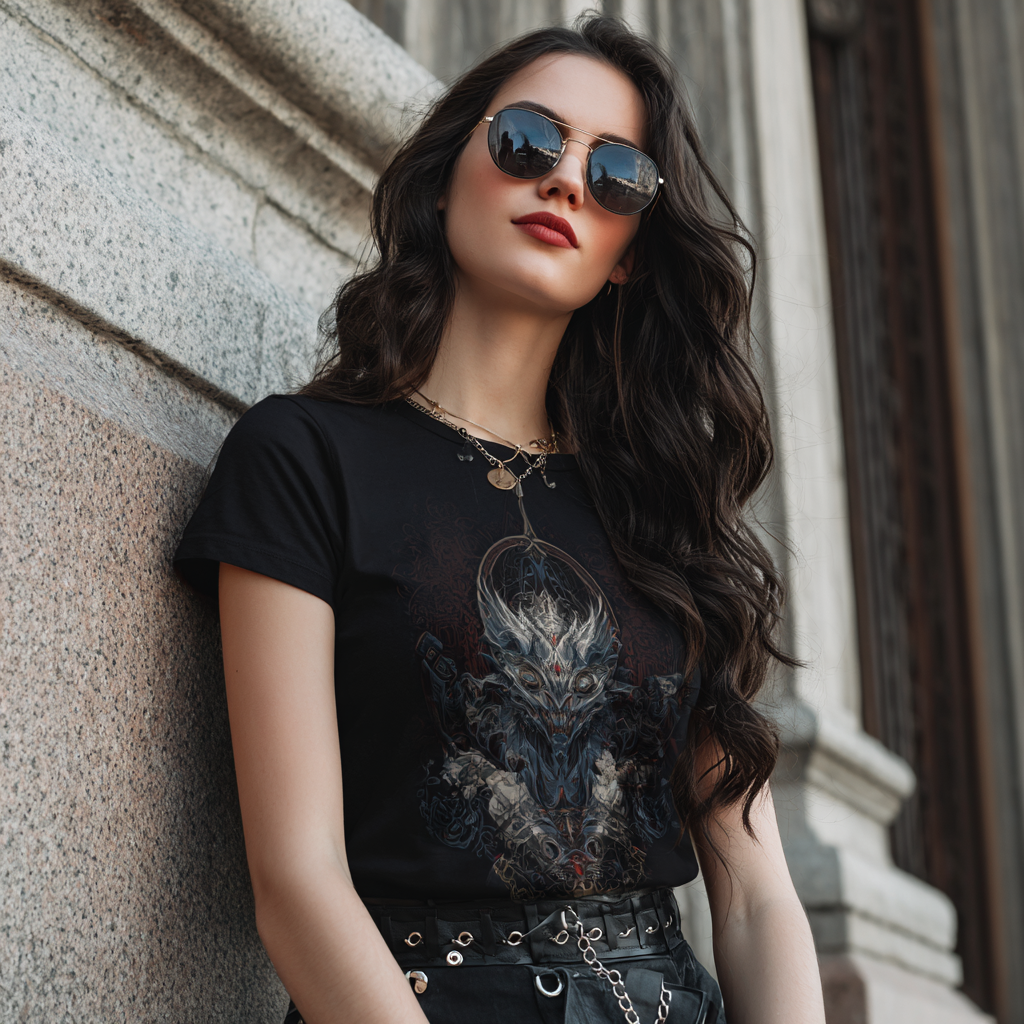 STS251203 100% Polyester 180GSM Adult T-shirt with Gothic Style print