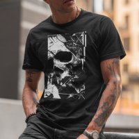 STS260133 100% Polyester 180GSM Adult T-shirt with Black & White Bold Print