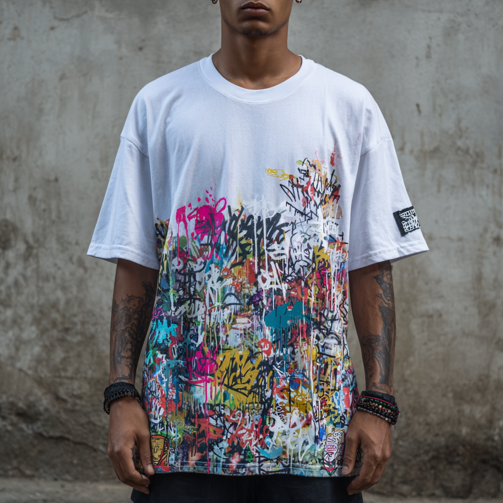 STS251219 100% Polyester 180GSM Adult T-shirt with Graffiti print