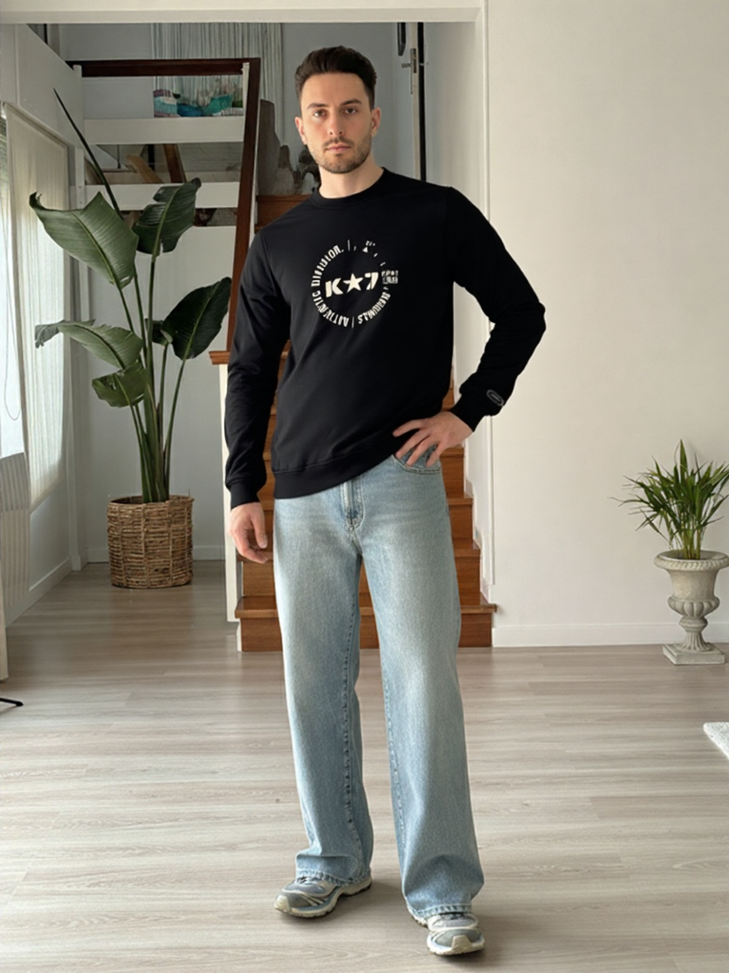 SWT250901 100% Polyester Fleece 240 GSM Men's Long Sleeve Sweatshirt