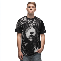 STS260123 100% Polyester 180GSM Adult T-shirt with Digital Black & White Print
