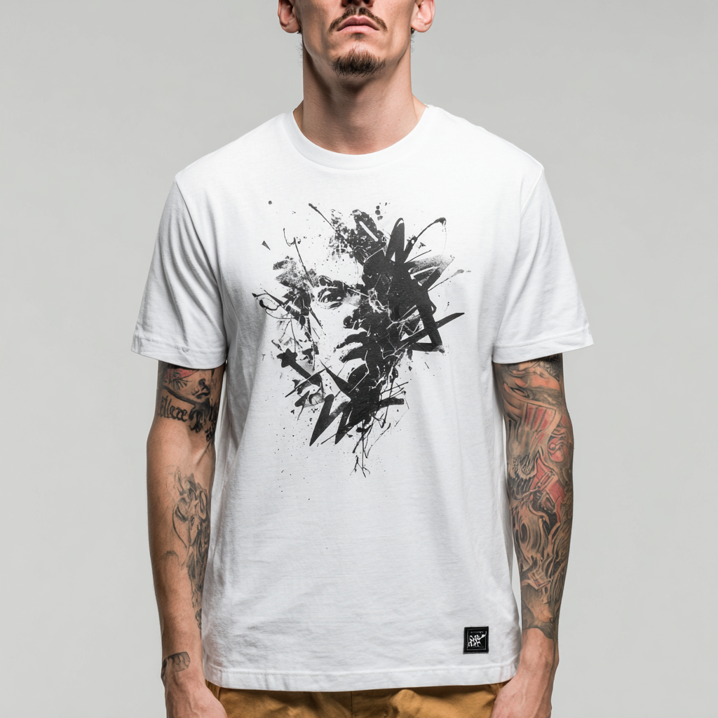 STS251221 100% Polyester 180GSM Adult T-shirt with Graffiti print
