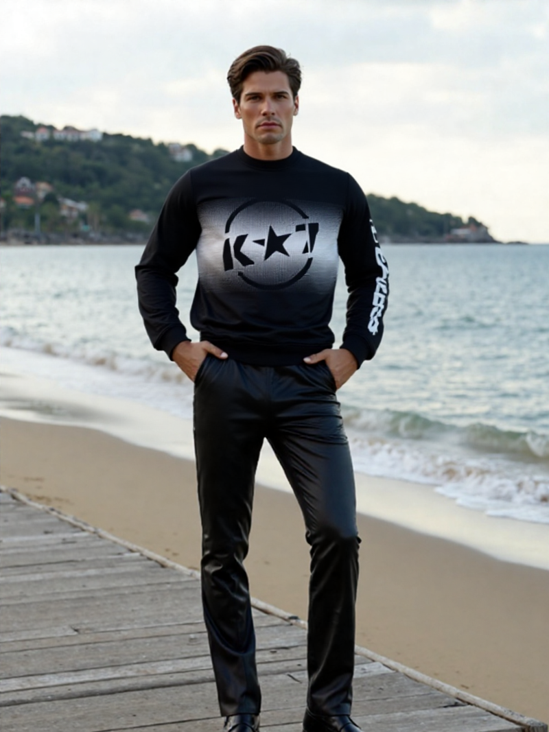 SWT250904 100% Polyester Fleece 240 GSM Men's Long Sleeve Sweatshirt