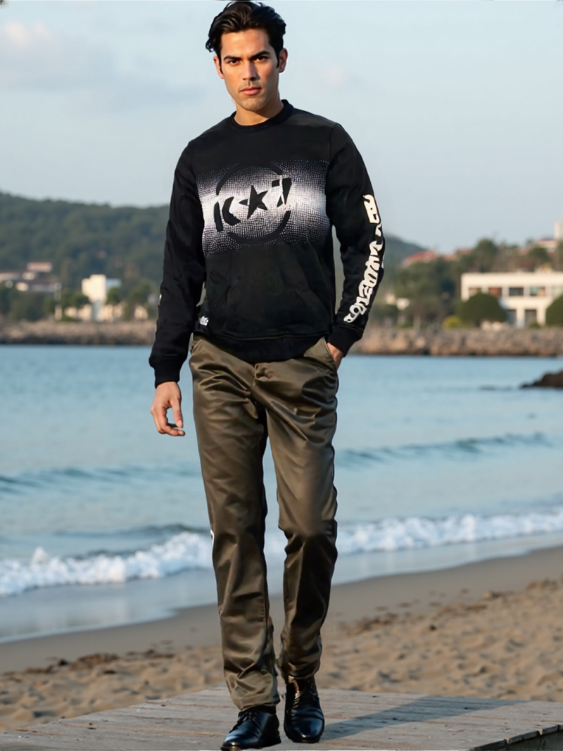 SWT250904 100% Polyester Fleece 240 GSM Men's Long Sleeve Sweatshirt