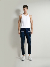 MPT250402 Mens 100% Cotton Casual Pants with contrast pocket highlight