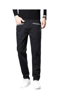 MPT250402 Mens 100% Cotton Casual Pants with contrast pocket highlight