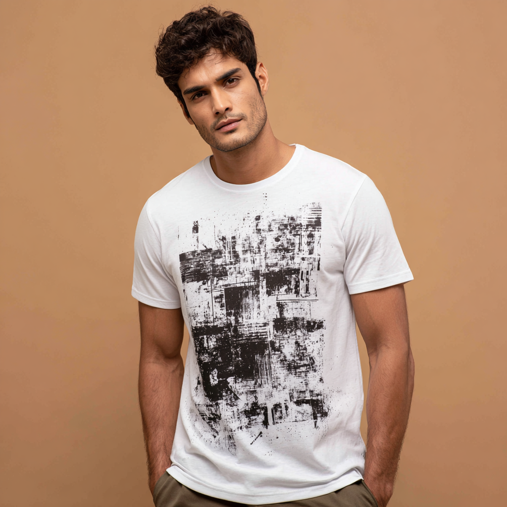 STS260160 100% Polyester 180GSM Adult T-shirt with Digital Black & White Print