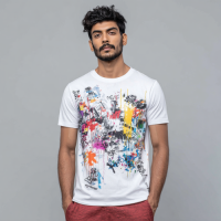 STS251223 100% Polyester 180GSM Adult T-shirt with Graffiti print
