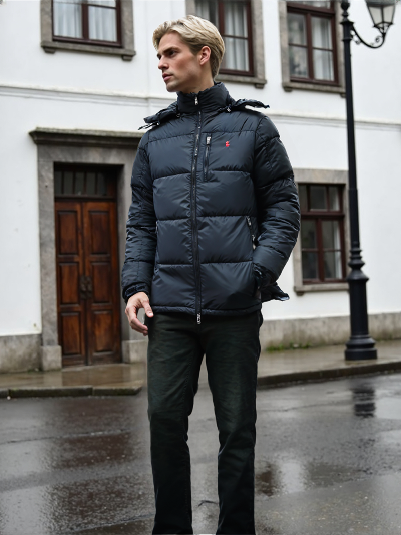 Men’s Padded Warm Jacket – MPJ250901 50D Grid Nylon Shell Fabric with 210T Lining and Hnad filled Synthetic Cotton