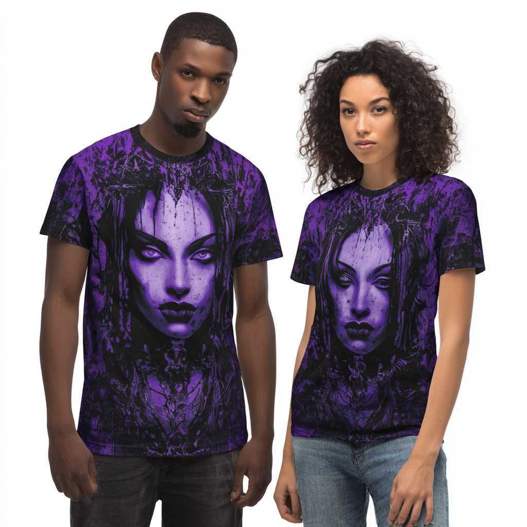 STS251217 100% Polyester 180GSM Adult T-shirt with Gothic Style print