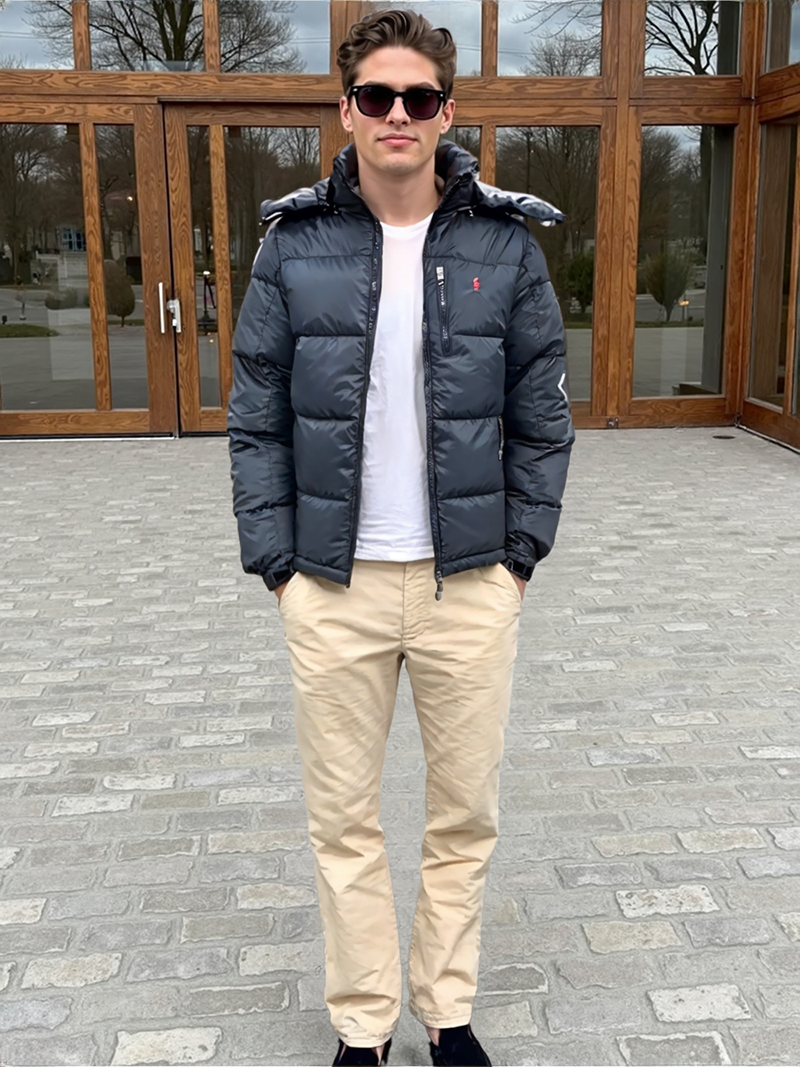 Men’s Padded Warm Jacket – MPJ250901 50D Grid Nylon Shell Fabric with 210T Lining and Hnad filled Synthetic Cotton