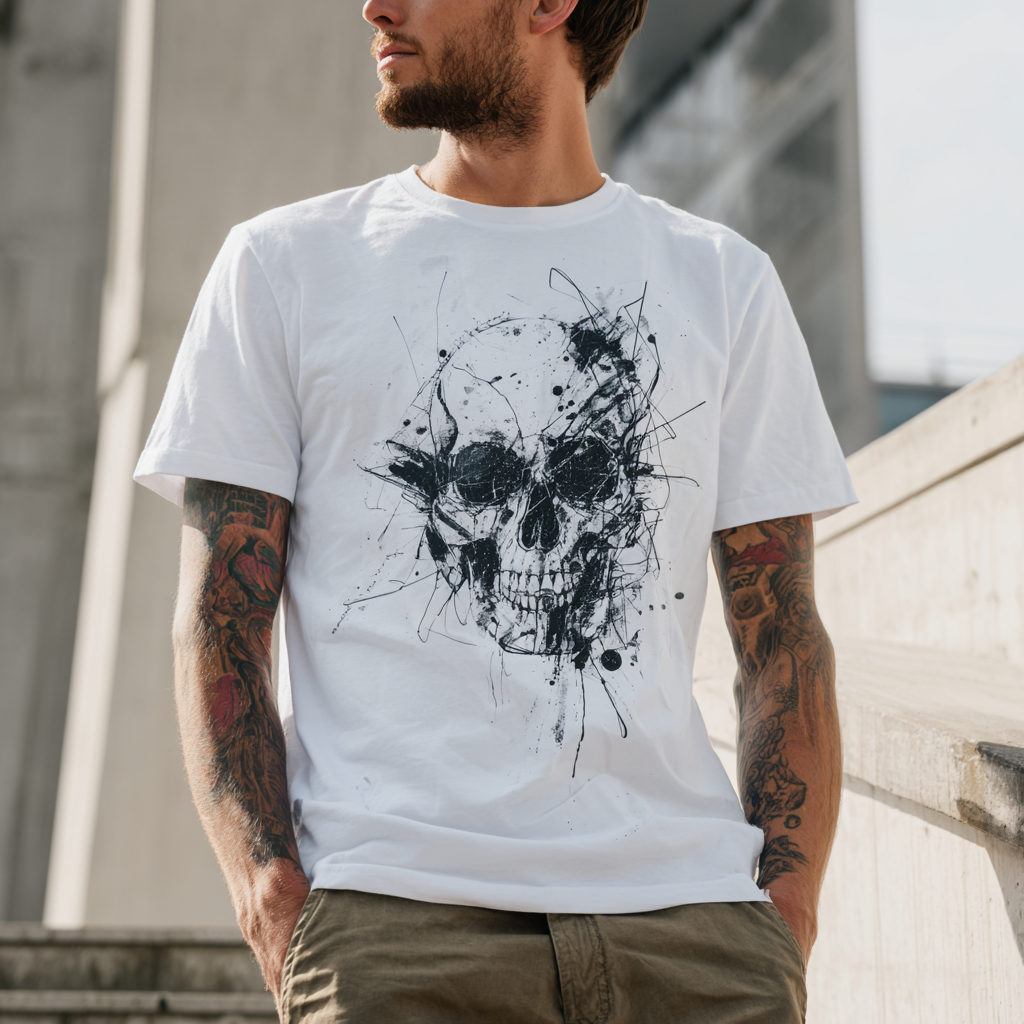 STS251256 100% Polyester 180GSM Adult T-shirt with Pirates & Skull print