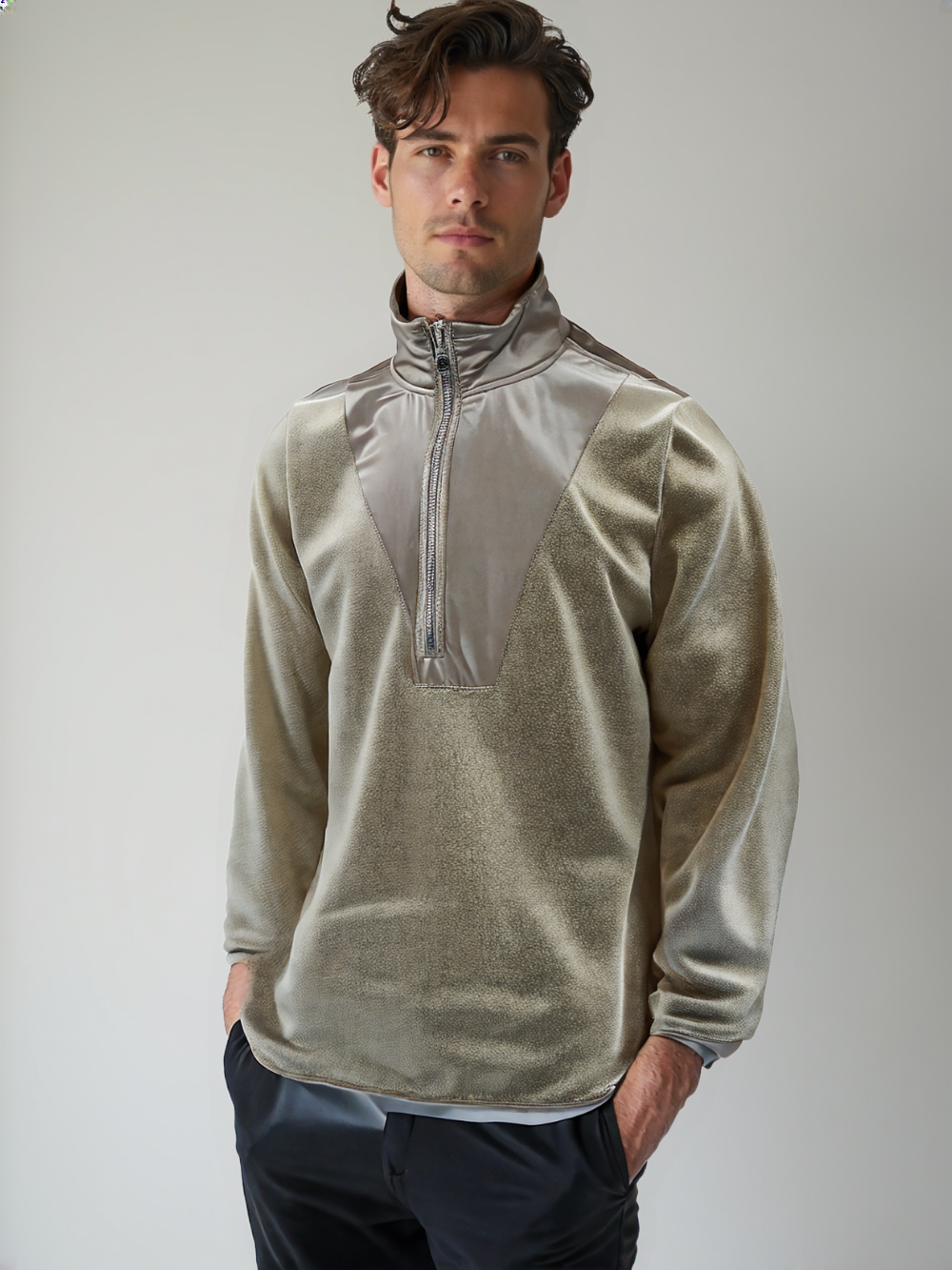 SWT250404 Polar Fleece trims with 50d Polyester Mens Classic Sweatshirt