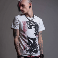STS251211 100% Polyester 180GSM Adult T-shirt with Gothic Style print