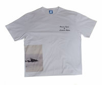 STS250701 98% Polyester 2% Spandex Women's Soft Handfeel White color Printed Round-neck Tshirt
