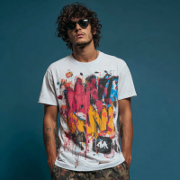 STS251227 100% Polyester 180GSM Adult T-shirt with Graffiti print