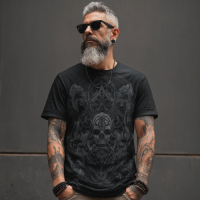 STS260131 100% Polyester 180GSM Adult T-shirt with Digital Black & White Print