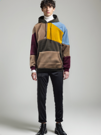 HOD250403 Mens 100% Polyester Multi Color-patch-up Hoodie