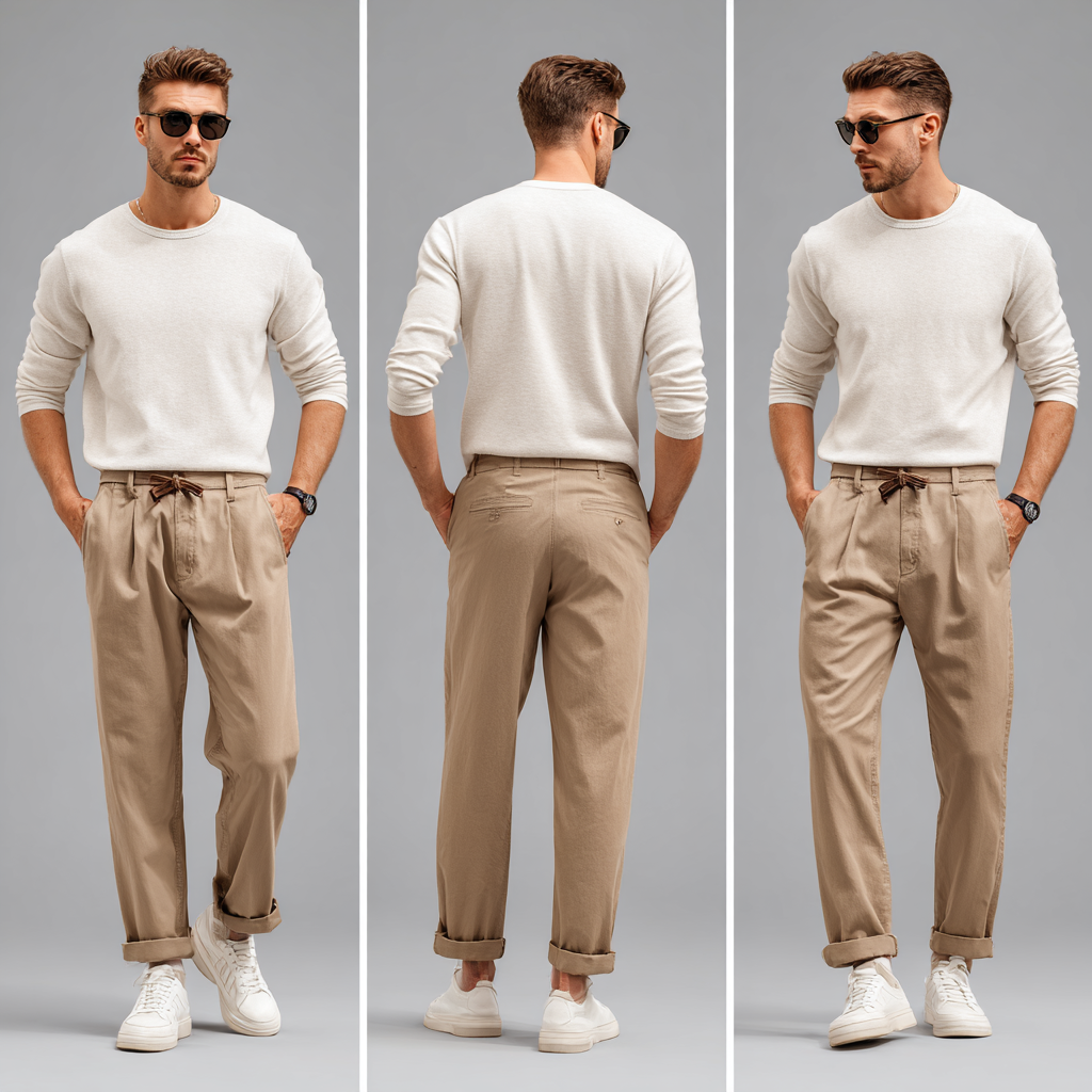 MPT260302 Men's Pants 180-200 GSM Cotton Linen Regular Fit