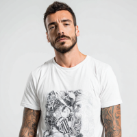 STS260150 100% Polyester 180GSM Adult T-shirt with Digital Black & White Print