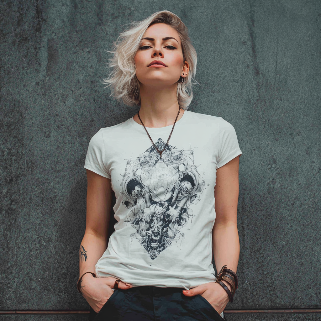 STS260167 100% Polyester 180GSM Adult T-shirt with Black & White Bold Print