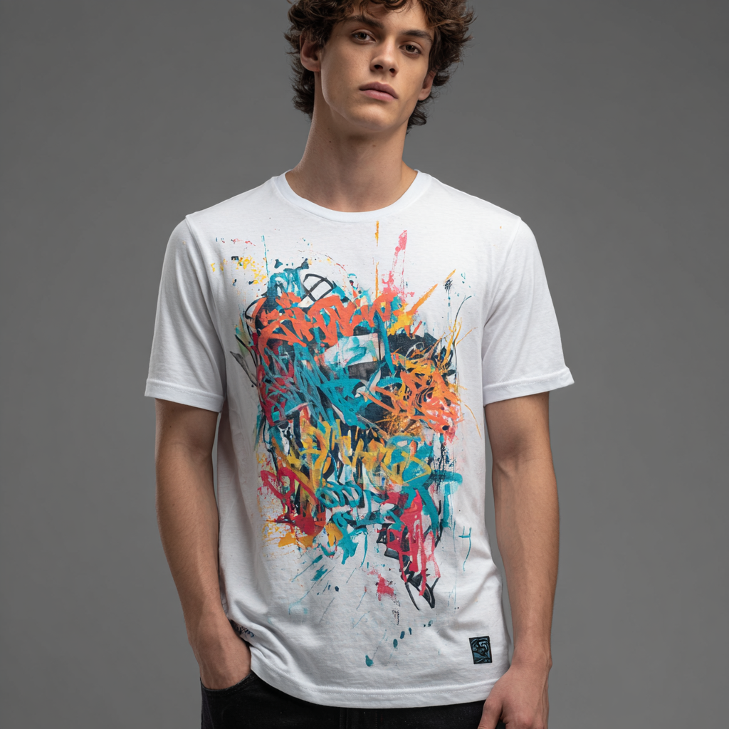 STS251231 100% Polyester 180GSM Adult T-shirt with Graffiti print