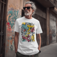 STS251226 100% Polyester 180GSM Adult T-shirt with Graffiti print
