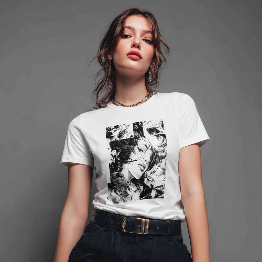 STS260165 100% Polyester 180GSM Adult T-shirt with Black & White Bold Print