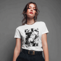 STS260165 100% Polyester 180GSM Adult T-shirt with Black & White Bold Print