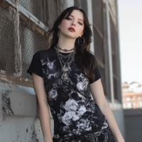 STS260106 100% Polyester 180GSM Adult T-shirt with Digital Black & White Print