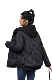 WPJ250401 100% Nylon Body Trimmed with Polyester Hood Womens Quilted Warm Jacket