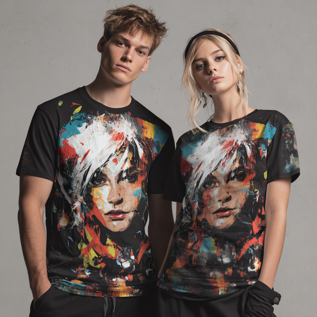 STS251216 100% Polyester 180GSM Adult T-shirt with Gothic Style print