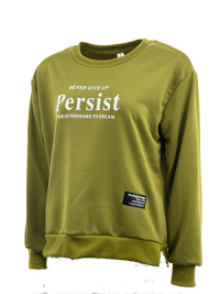 SWT250402 100% Polyester Fleece Soild Color with Solid Chest Print Womens classic Sweatshirt
