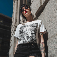 STS260147 100% Polyester 180GSM Adult T-shirt with Digital Black & White Print