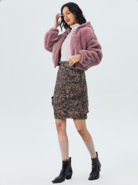 WHO250401 100% Polyester Fur Womens Hooded Jacket