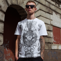 STS260138 100% Polyester 180GSM Adult T-shirt with Digital Black & White Print