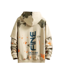 HOD250401 Mens 100% Polyester Hoodie with Splash Print and Double Layer Sleeve
